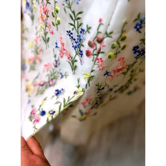 Vintage Embroidered Maxi Dress Pink Satin Bodice 60s Union Made S Mad Men era - Picture 6 of 17